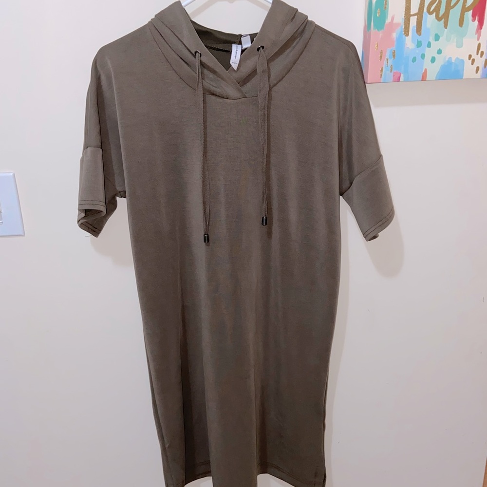 Size medium olive green hooded dress
